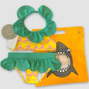 NWT Stella McCartney Kids Pineapple Two Piece Bikini Set, Size 5